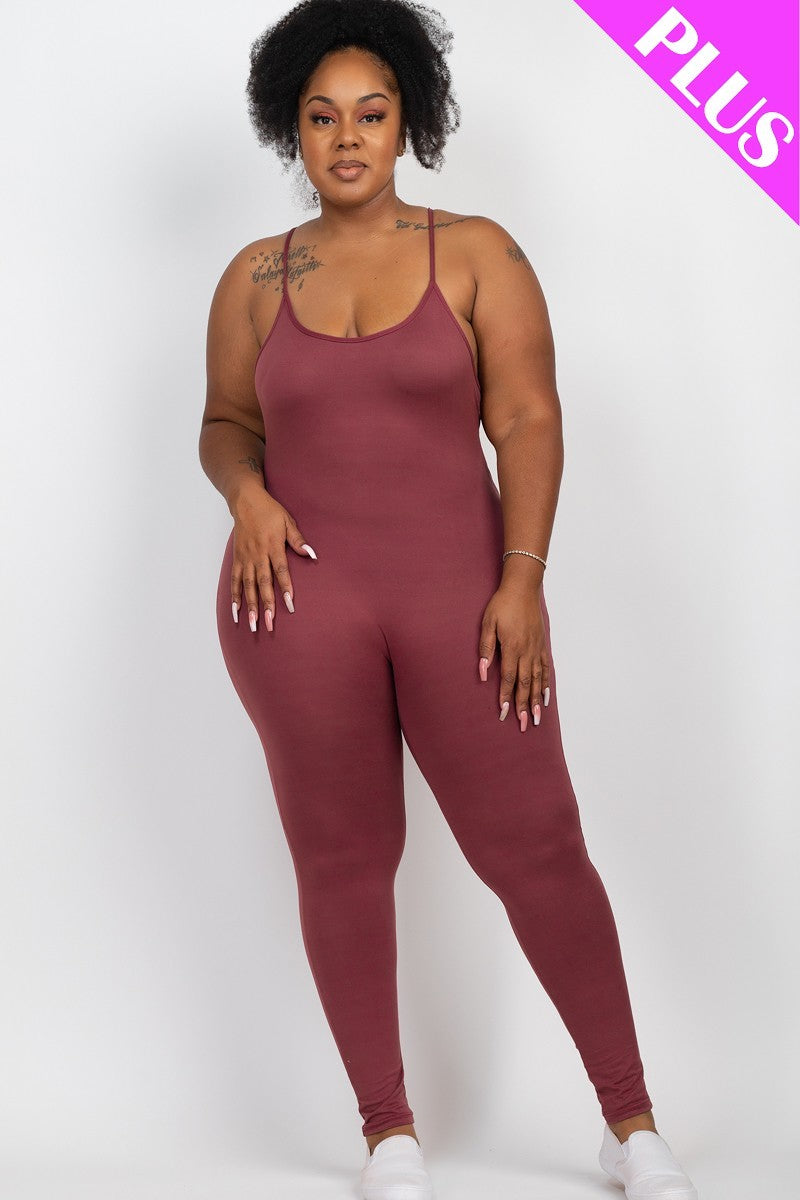 Plus Size Solid Bodycon Cami Jumpsuit – O'donye Nicole Boutique