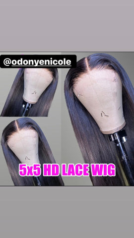 Reponzel 28 Inch 5x5 HD Human Straight Wig