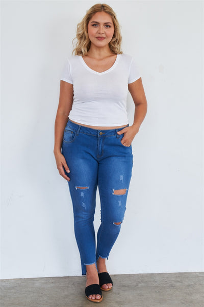 Just Getting Comfortable Blue Ripped Pants