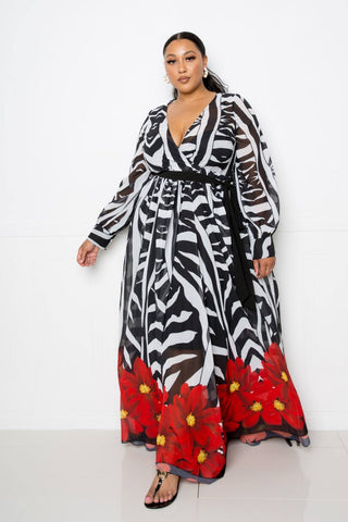 All About Me Zebra Printed Maxi Dress