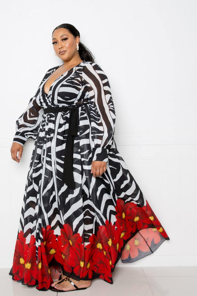 All About Me Zebra Printed Maxi Dress