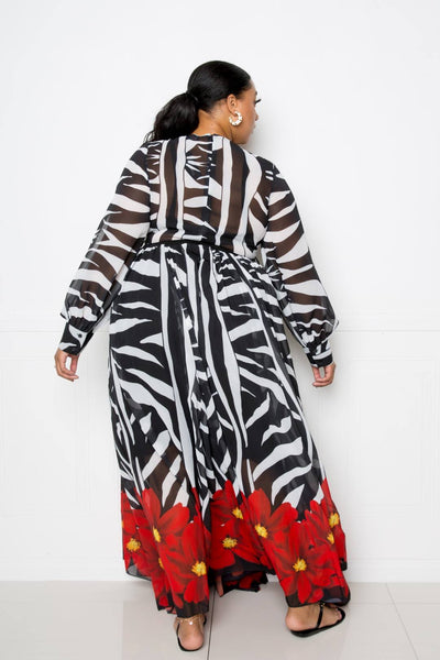 All About Me Zebra Printed Maxi Dress