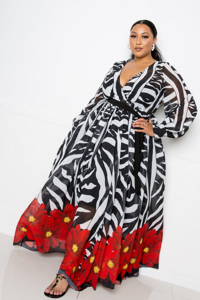 All About Me Zebra Printed Maxi Dress