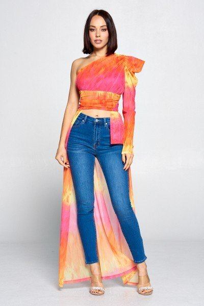 Taking The High Road Tie Dye One Shoulder Top