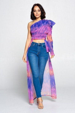 Taking The High Road Tie Dye One Shoulder Top