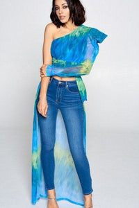 Taking The High Road Tie Dye One Shoulder Top