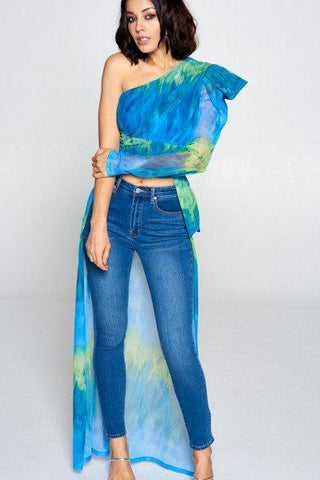 Taking The High Road Tie Dye One Shoulder Top