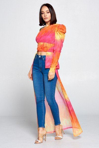 Taking The High Road Tie Dye One Shoulder Top