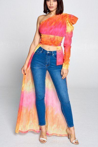 Taking The High Road Tie Dye One Shoulder Top