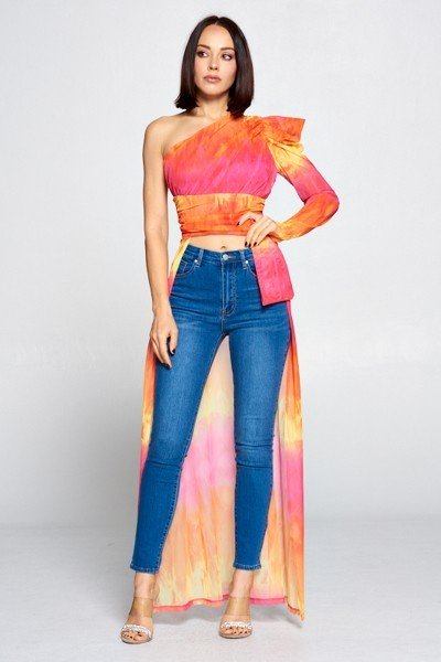 Taking The High Road Tie Dye One Shoulder Top