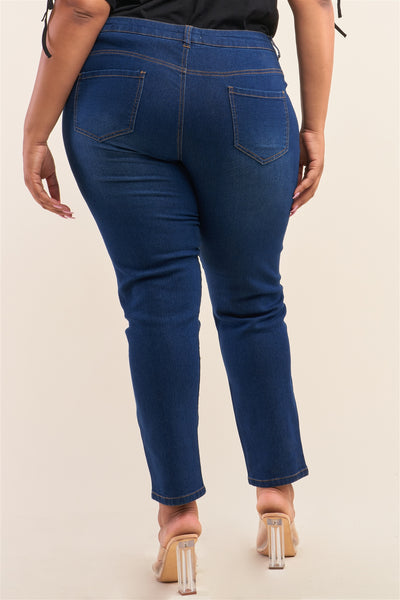 It's My Time Low-mid Rise Straight Cut Denim Pants (Medium Blue)
