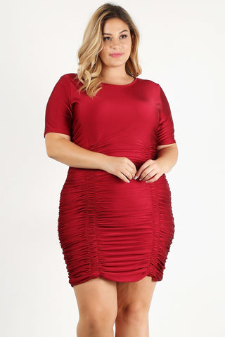 Plus Size Solid Bodycon Mini Dress