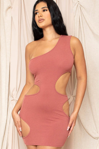 One Shoulder Cutout Mini Dress