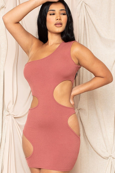 One Shoulder Cutout Mini Dress