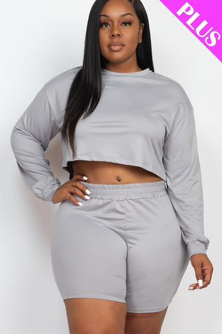 In The Mood Cozy Crop Top And Shorts Set