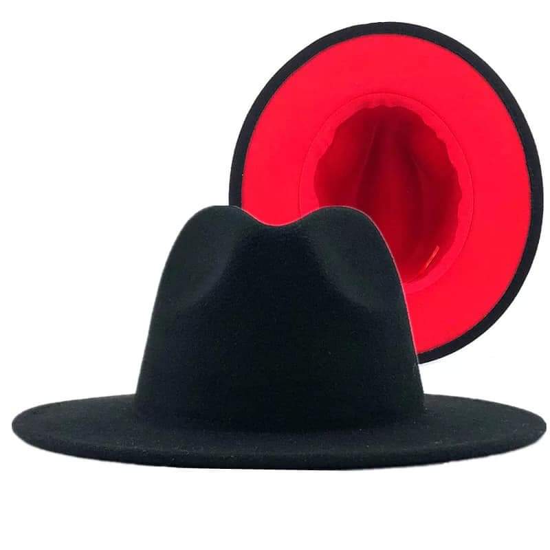 Black Fedora Hat w/ Red inside