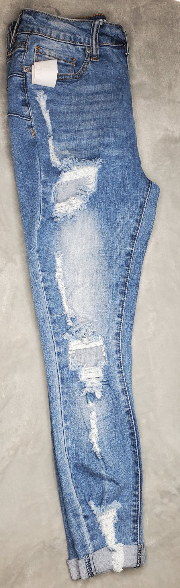 Sculpted High Waist Curvy Distressed Jeans